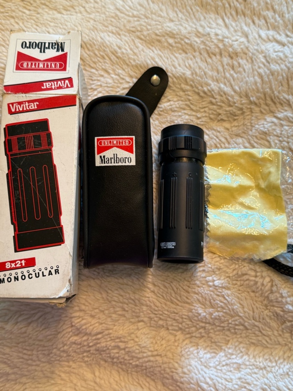 Vivitar 8x21 Monocular with Marlboro Branded Case Black Cleaning Cloth Unlimited